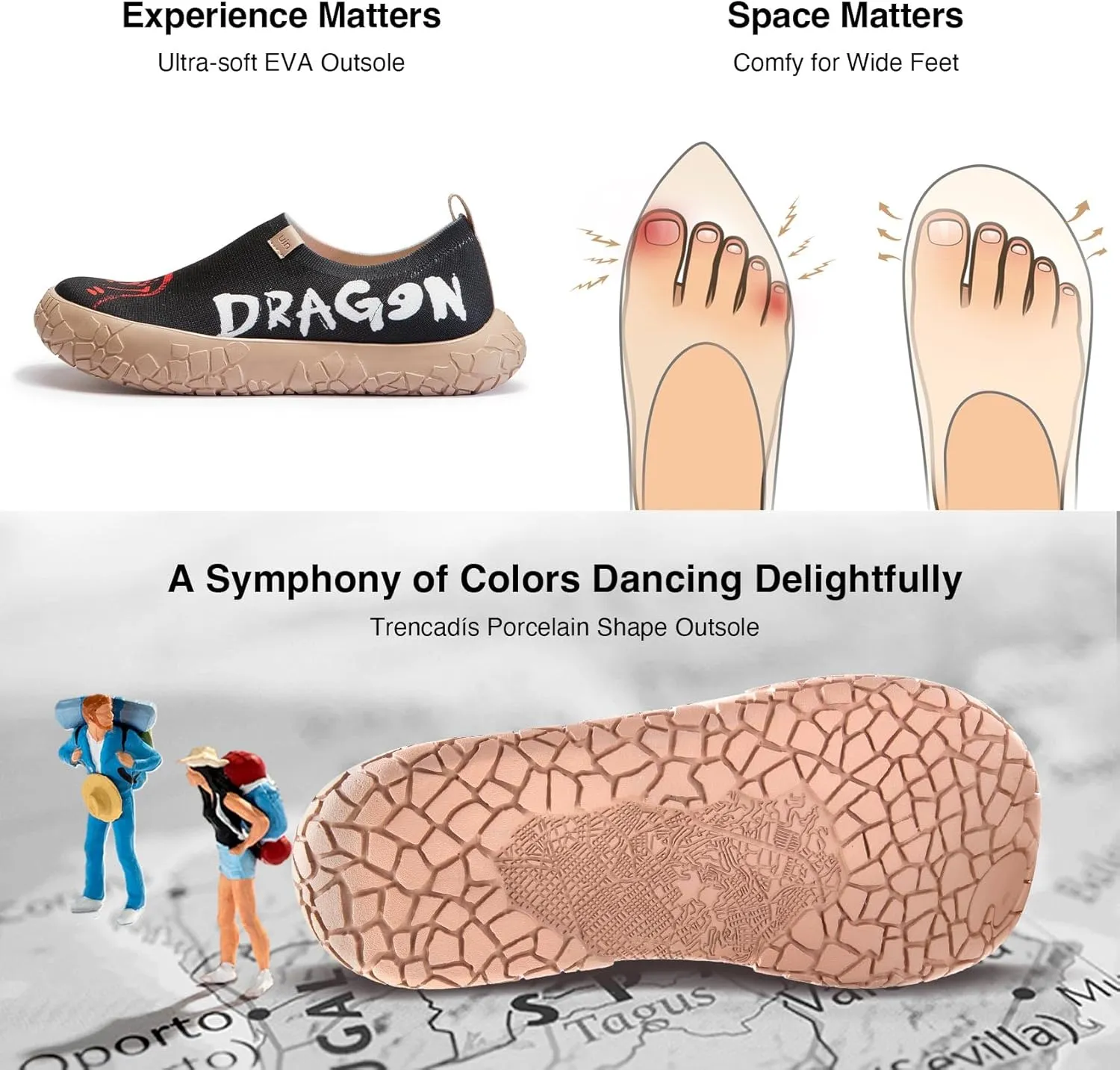 UIN Year of The Dragon Women's Travel Walking Shoes Slip On Casual Loafers 2024 Chinese Lunar New Year