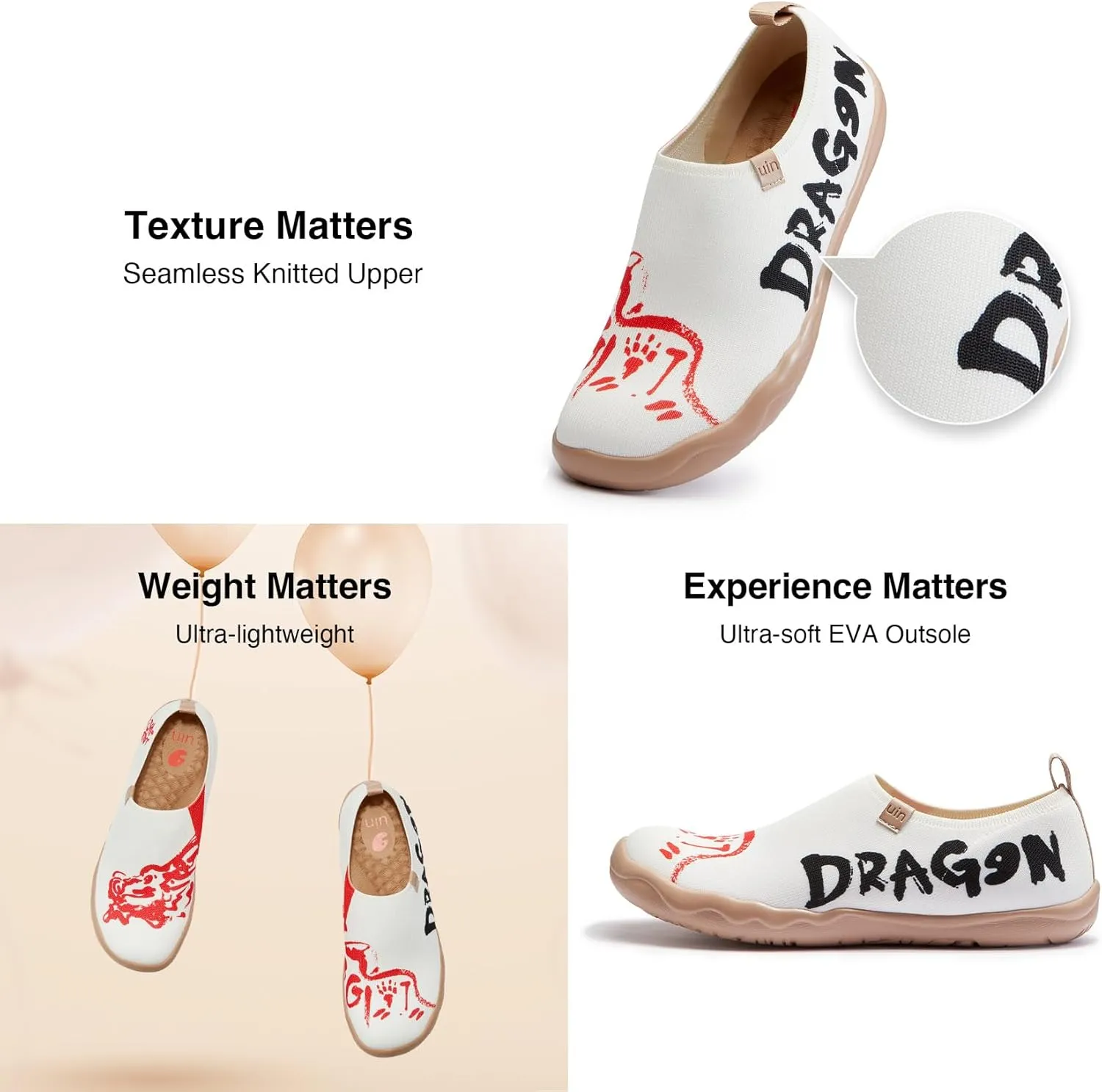 UIN Year of The Dragon Women's Travel Walking Shoes Slip On Casual Loafers 2024 Chinese Lunar New Year