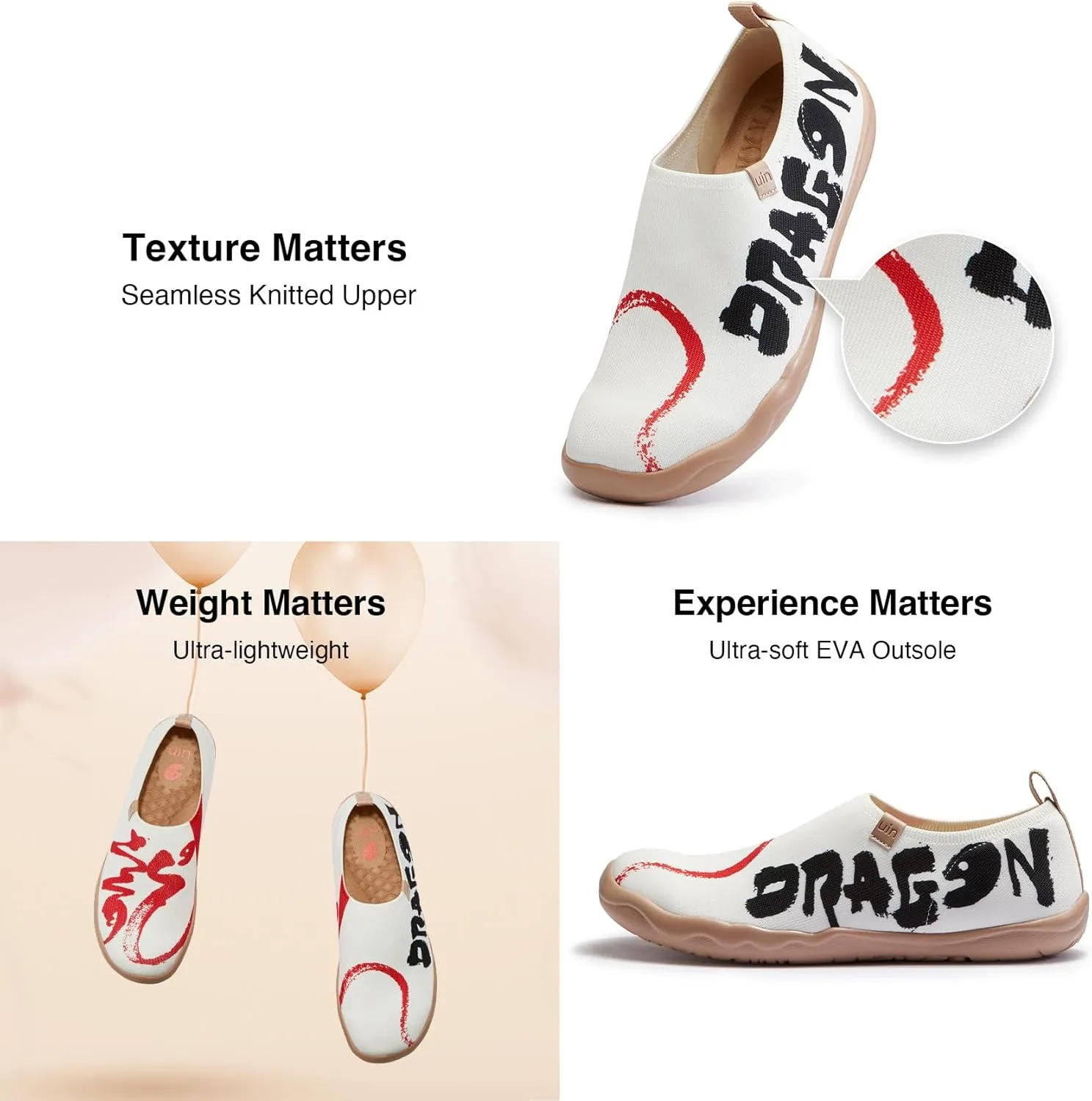 UIN Year of The Dragon Women's Travel Walking Shoes Slip On Casual Loafers 2024 Chinese Lunar New Year