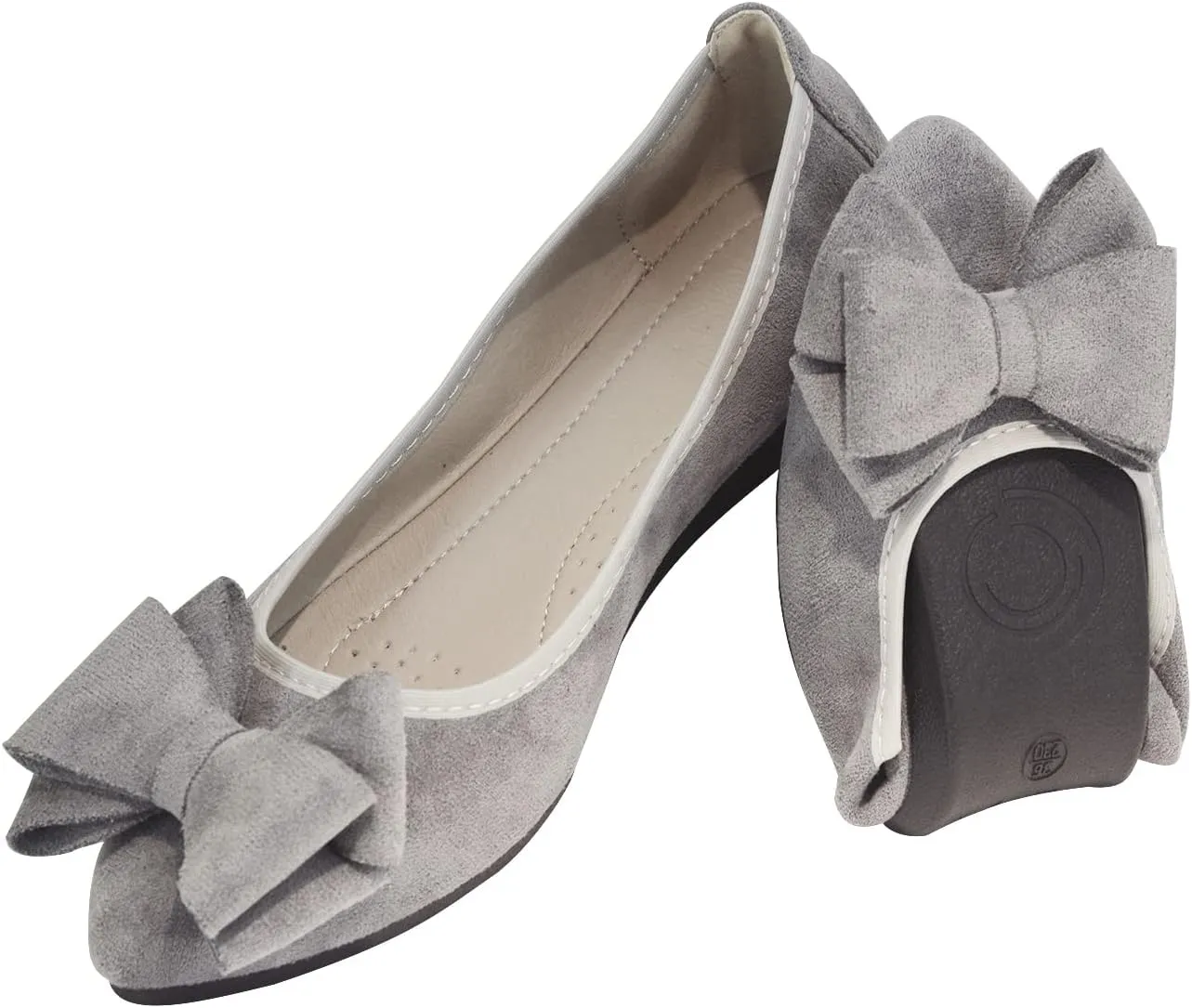 Unifizz Women’s Foldable Ballet Flats Casual Pointed Toe Comfort Soft Suede Slip On Dress Shoes Nude Flats Roll Up Shoes
