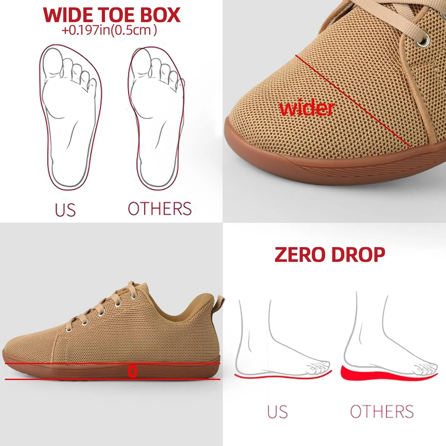 Unisex Wide Toe Barefoot Shoes for Mens Womens Minimalist Shoes Walking for Men Women Zero Drop Sole Trail Running Tennis Gym Workout