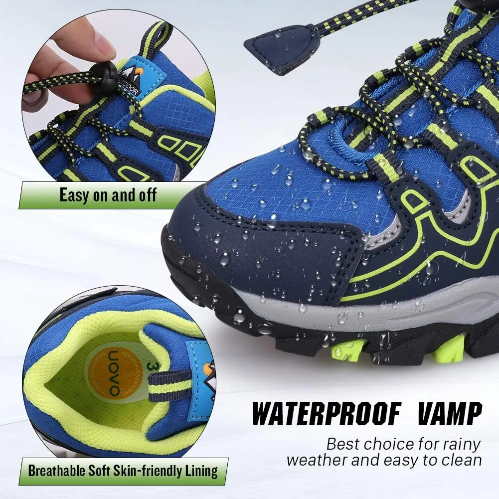 UOVO Boys Shoes Boys Sneakers Boys Tennis Running Shoes Waterproof Hiking Shoes Kids Athletic Outdoor Sneakers Slip Resistant(Little/Big Boys)