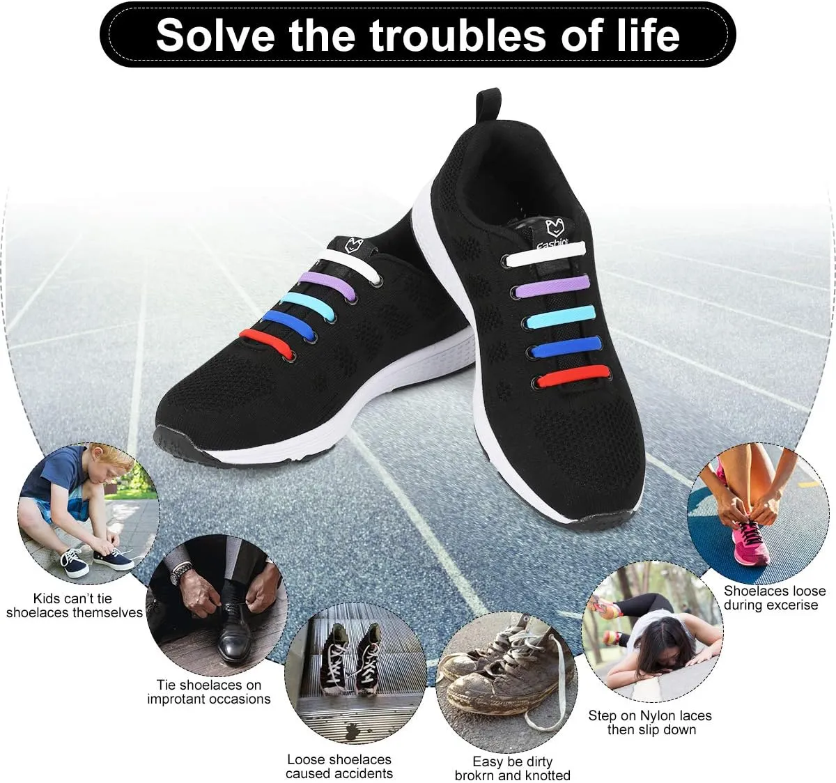 Upgraded No Tie Shoelaces for Kids Adults, Elastic Silicone Shoe Laces for Sneakers