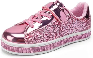 UUBARIS Girl's Glitter Tennis Sneakers - Fashion Sparkly Princess Shoes with Bling Walking Sneakers Sequin Design