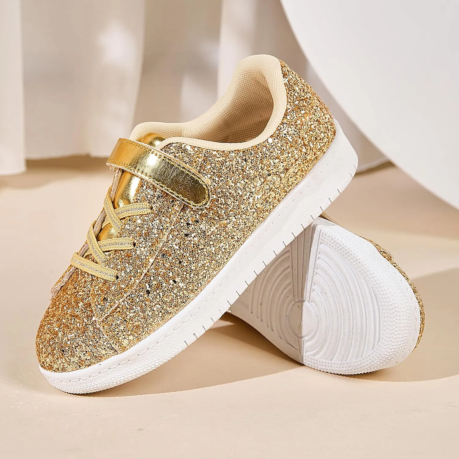 UUBARIS Girl's Glitter Tennis Sneakers - Fashion Sparkly Princess Shoes with Bling Walking Sneakers Sequin Design