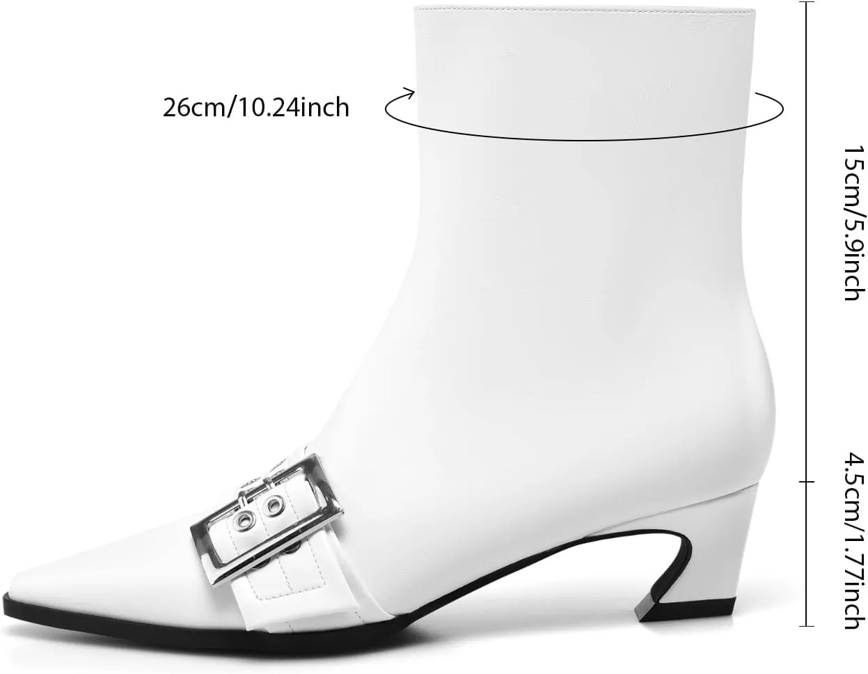 Vaslemuse Women Booties Buckle Ankle Boots Kitten Low Heel Eyelet Booties Sexy Pointy Toe Fashion Dress Short Boots with Zips
