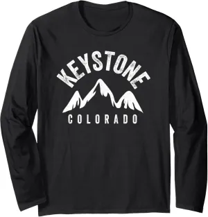 Vintage Keystone CO Colorado Skyline Rocky Mountain Scenery Long Sleeve T-Shirt