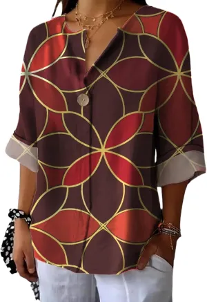 Vintage Tops for Women V Collared Half Sleeve Y2k Graphic Blouses Slim Fit Flowing T Shirts Summer Ladies Basic Tops