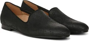Vionic Womens North Willa Comfort Flats- Supportive Walking Shoes for Heel Pain, Plantar Fasciitis with an Arch Support Black Metal Snake 6 Wide