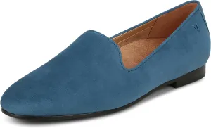 Vionic Womens North Willa Comfort Flats- Supportive Walking Shoes for Heel Pain, Plantar Fasciitis with an Arch Support Dark Teal Suede 7.5 Medium