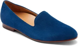 Vionic Women's North Willa Slip On Flat - Supportive Ladies Walking Shoes That Include Three-Zone Comfort with Orthotic Insole Arch Support, Dark Blue Suede 7.5 Medium