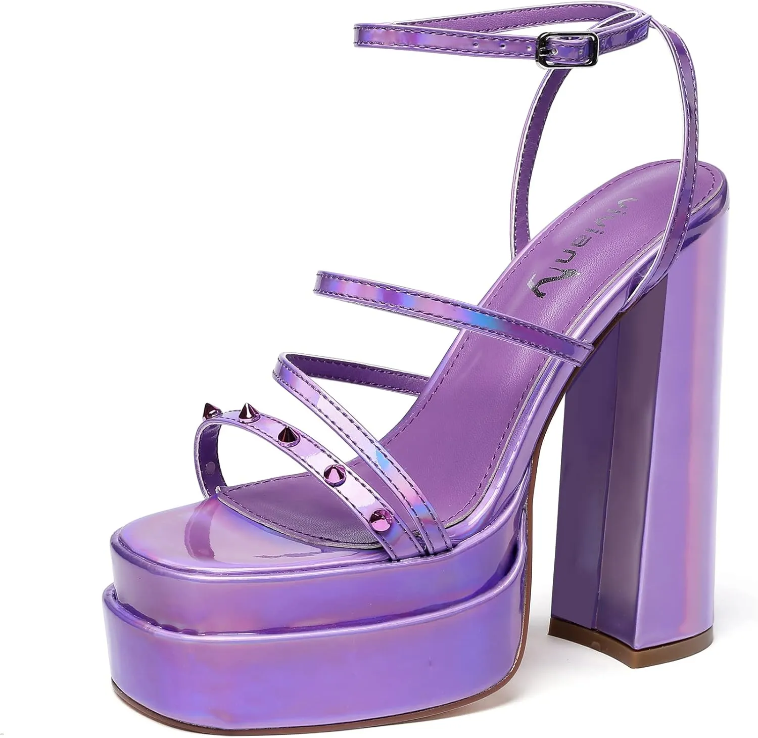 vivianly Open Toe Platform Heels Spikes Ankle Strap Sandals Block High Heels for Women