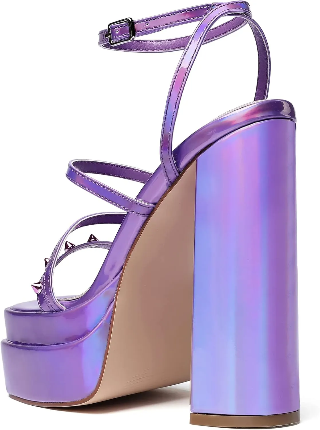 vivianly Open Toe Platform Heels Spikes Ankle Strap Sandals Block High Heels for Women