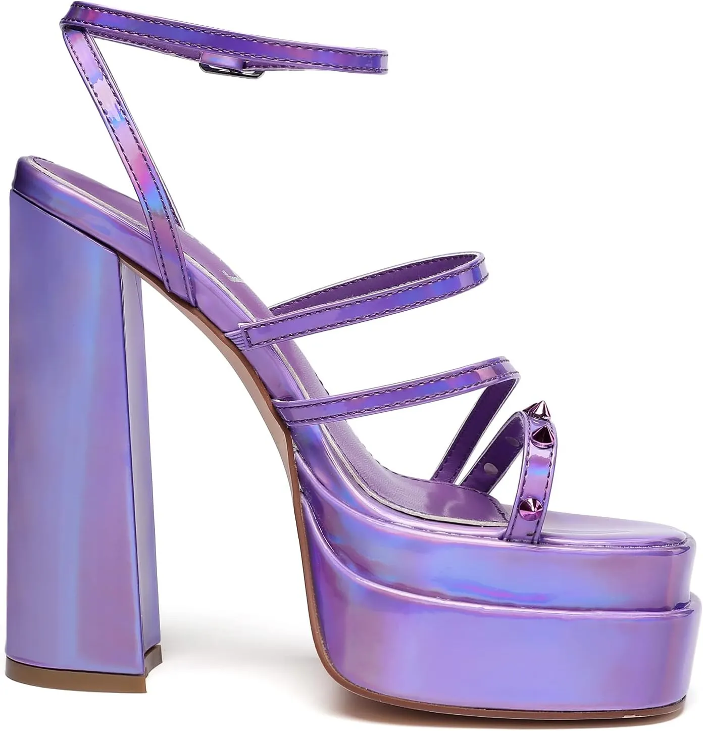 vivianly Open Toe Platform Heels Spikes Ankle Strap Sandals Block High Heels for Women