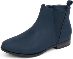 VJH confort Women's Chelsea Ankle Boots Low Heel Fashion Almond Toe Dress Booties with Side Zipper