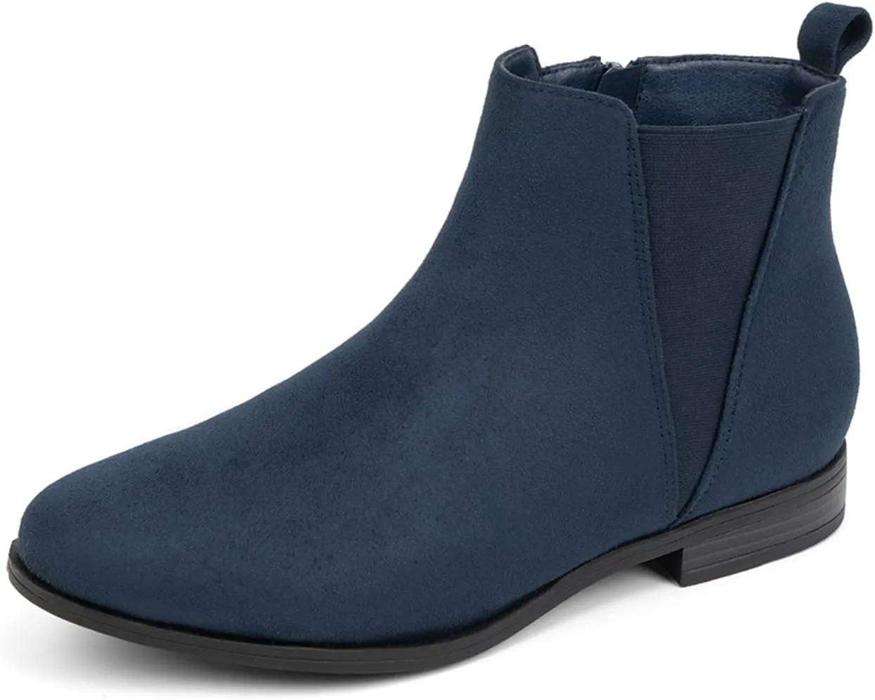 VJH confort Women's Chelsea Ankle Boots Low Heel Fashion Almond Toe Dress Booties with Side Zipper