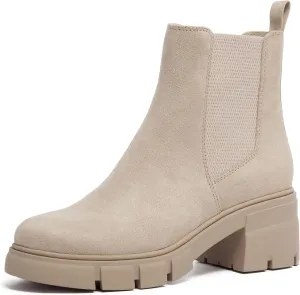 vodvob Women's Chelsea Boots Elastic Fashion Platform Ankle Booties Chunky Block Heel Boots