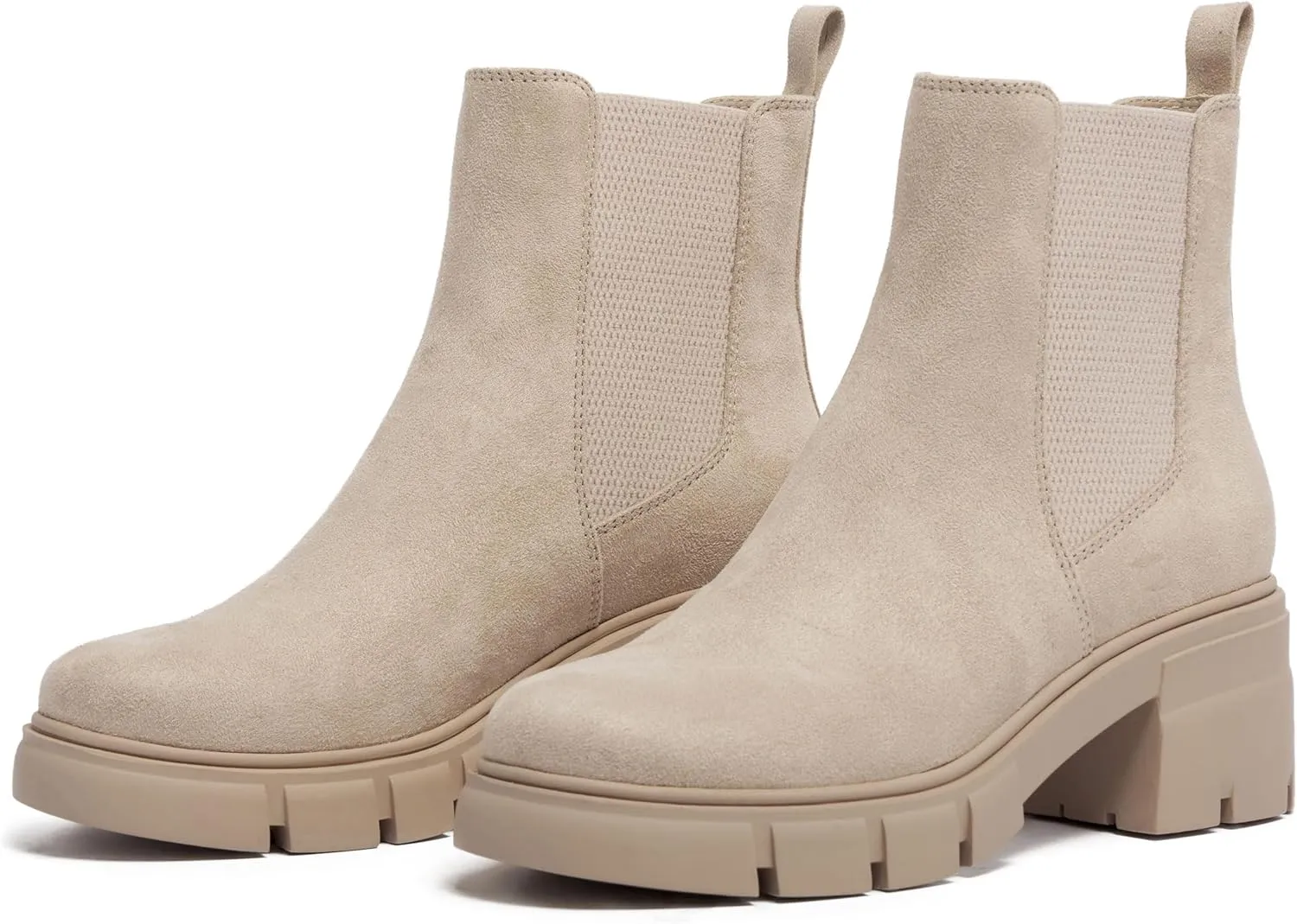 vodvob Women's Chelsea Boots Elastic Fashion Platform Ankle Booties Chunky Block Heel Boots