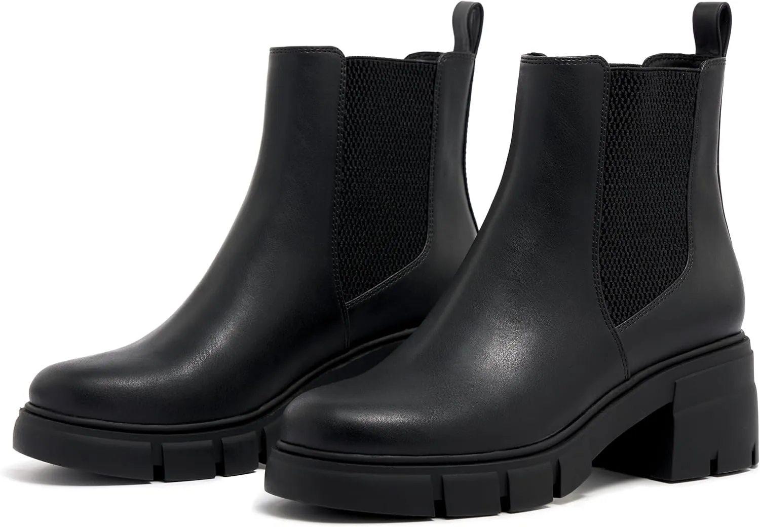 vodvob Women's Chelsea Boots Elastic Fashion Platform Ankle Booties Chunky Block Heel Boots