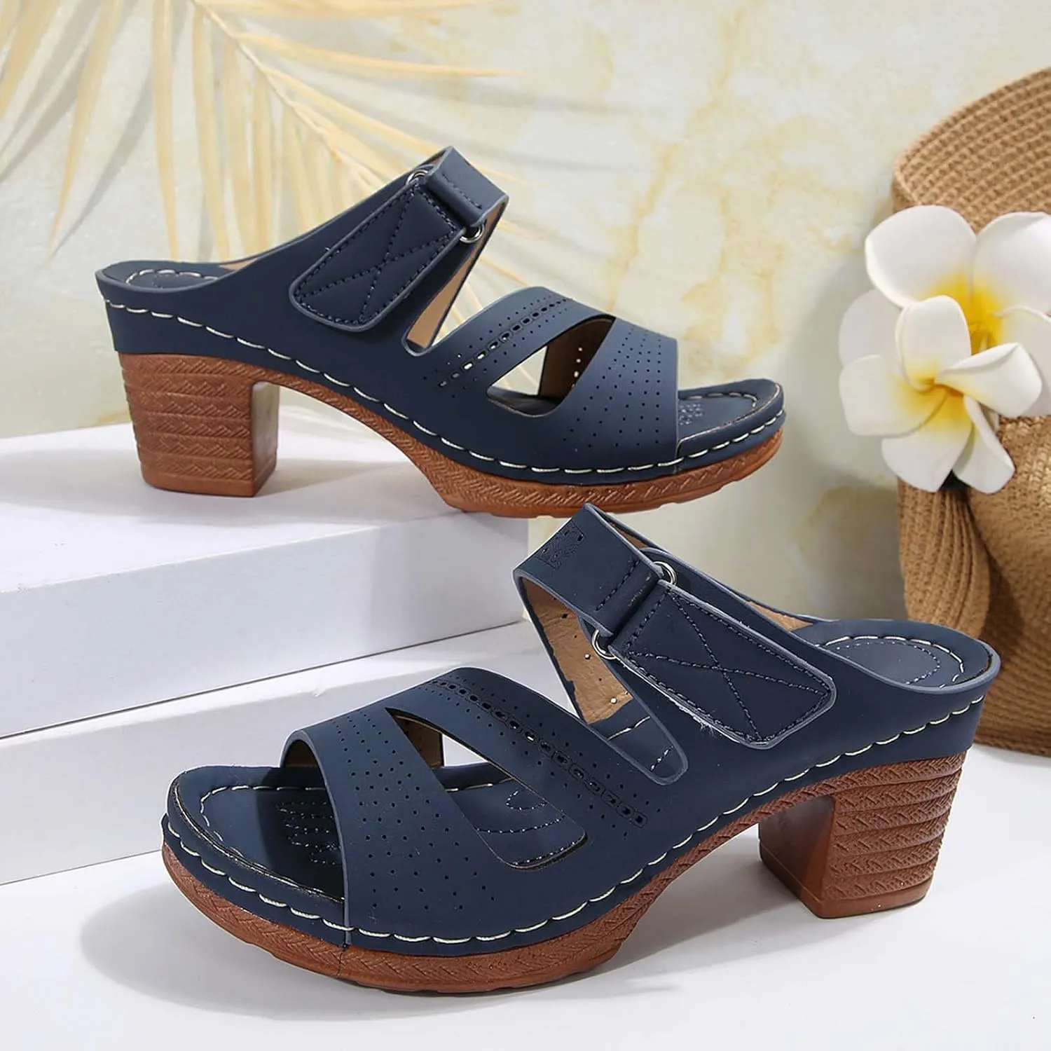 Wedges Heels For Women Vacation Womens Hiking Shoes Slip-On Wide Arch Support Flip Flops Open Toe Sandals