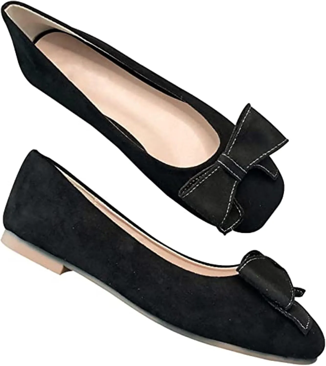 WENJIAZHIZHI Women's Flats Shoes for Women Dressy Comfortable Memory Foam Square Toe Slip-On Casual Ballet Flats Dress Shoes