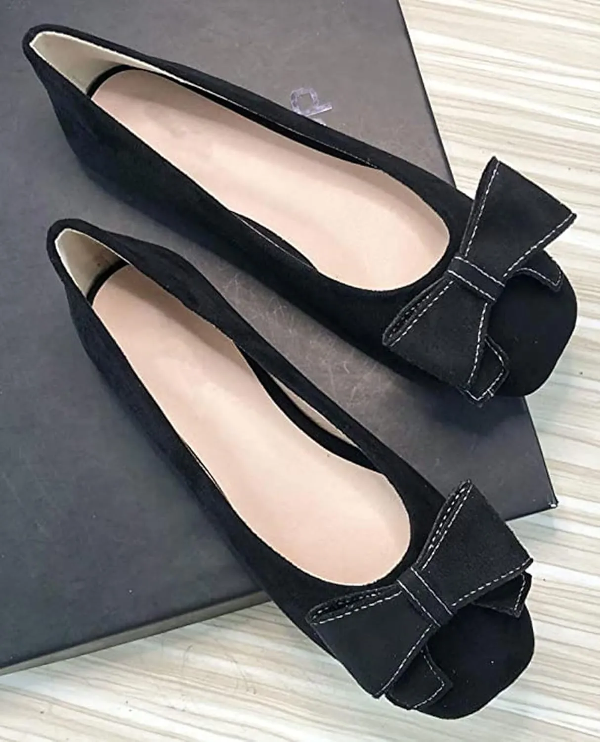 WENJIAZHIZHI Women's Flats Shoes for Women Dressy Comfortable Memory Foam Square Toe Slip-On Casual Ballet Flats Dress Shoes