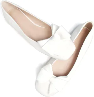 WENJIAZHIZHI Women's Square Toe Bowknot Ballet Flats Comfortable Slip-On Casual Loafers Walking Flat Dress Shoes