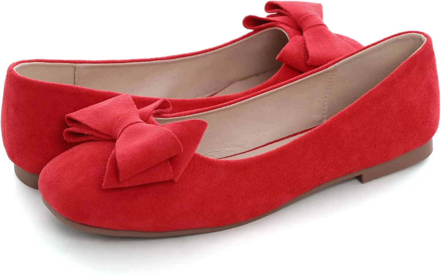 WENJIAZHIZHI Women's Square Toe Bowknot Ballet Flats Comfortable Slip-On Casual Loafers Walking Flat Dress Shoes