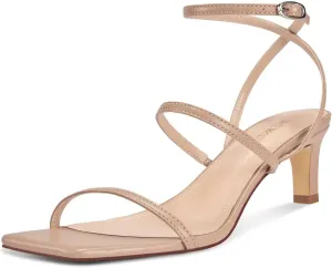wetkiss Low Heel Kitten Strappy Heels for Women with Square Toe Ankle Strap Heeled Sandals for Dress Wedding Party Club Date Work