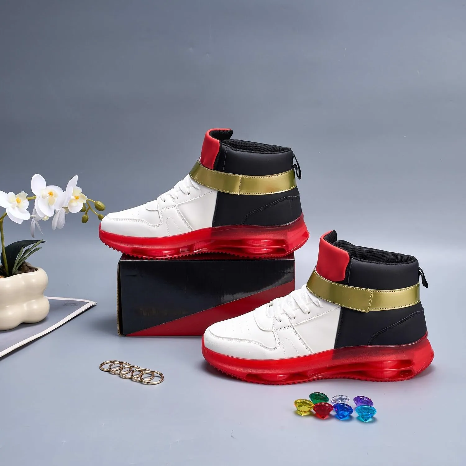 White Black Sneakers for Men Women Walking Fashion Shoes