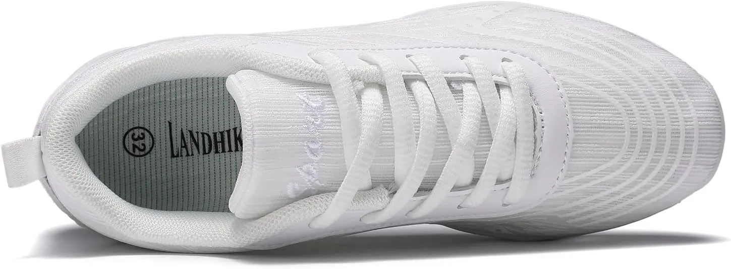 white Cheer Shoes for Womens Cheerleading shoes Girls Youth White Competition Cheerleading Gear Dance Shoe Sports Tennis Training Athletic Flats Breathable Soft comfortable kids cheer sneaker size