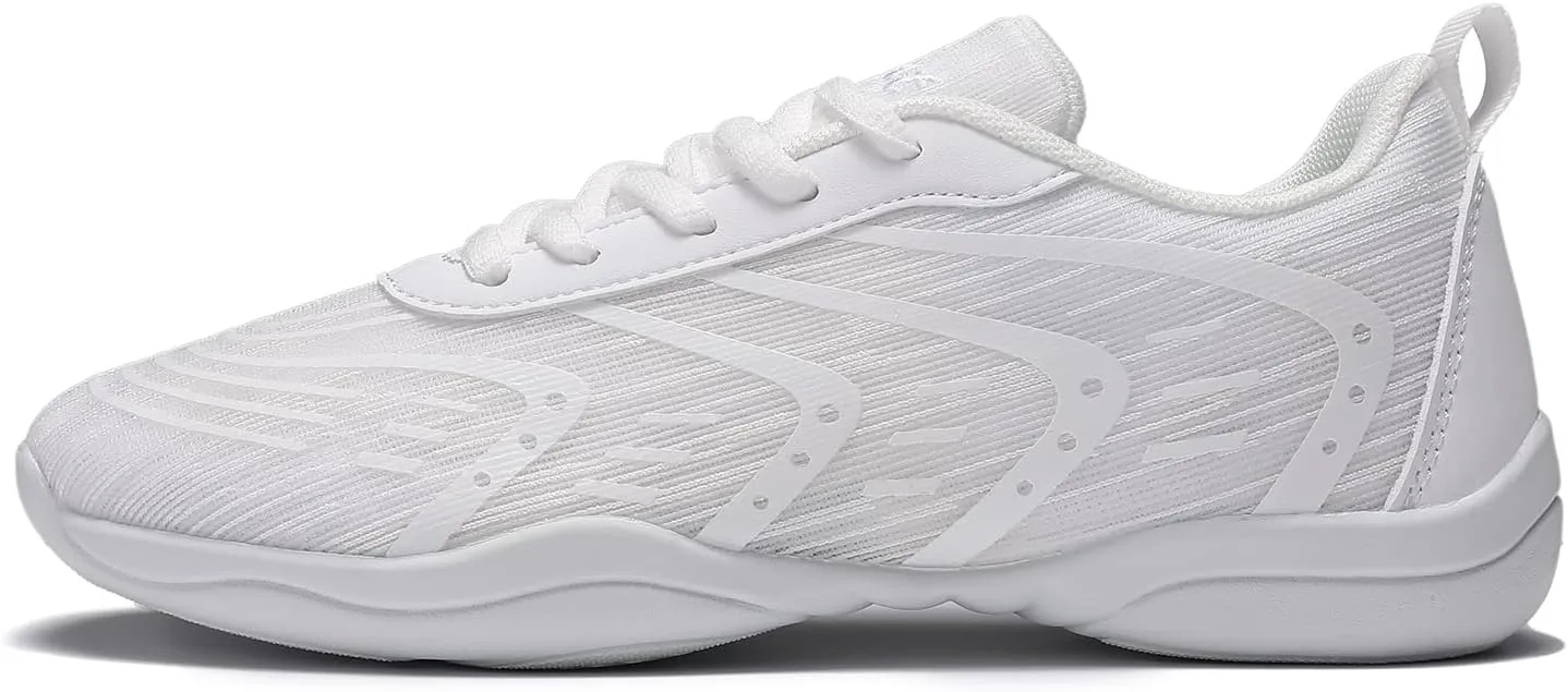 white Cheer Shoes for Womens Cheerleading shoes Girls Youth White Competition Cheerleading Gear Dance Shoe Sports Tennis Training Athletic Flats Breathable Soft comfortable kids cheer sneaker size