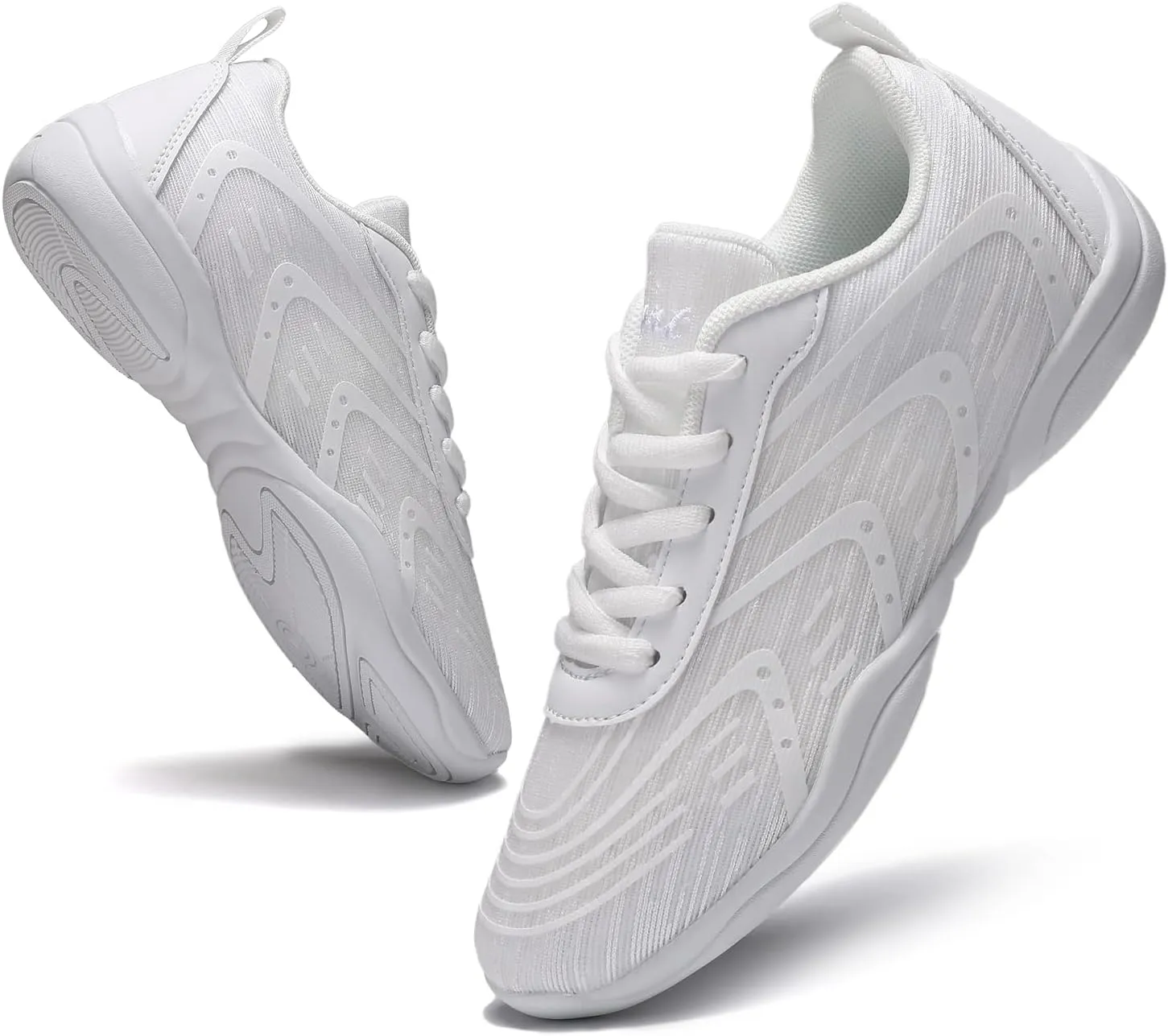 white Cheer Shoes for Womens Cheerleading shoes Girls Youth White Competition Cheerleading Gear Dance Shoe Sports Tennis Training Athletic Flats Breathable Soft comfortable kids cheer sneaker size