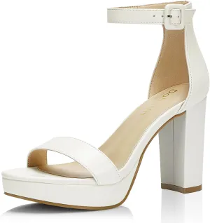 Wide Width Heels for Women Platform Heels 4-Inch Ankle Strap Open Toe Sandals Wedding Party Dress Shoes