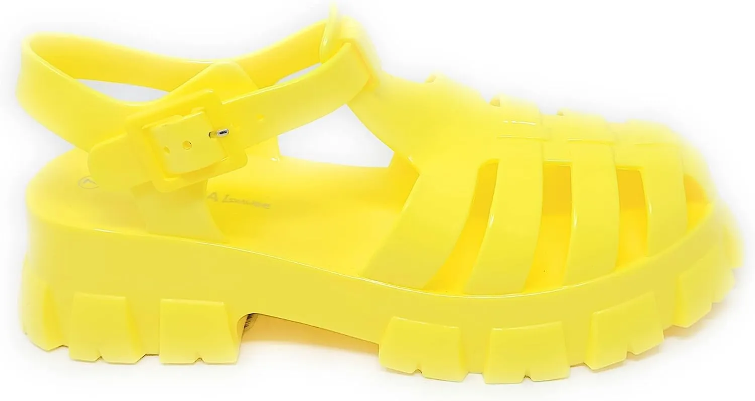 Wild Diva Women's Caged Chunky Heel Caged Jelly Sandals Paree-01