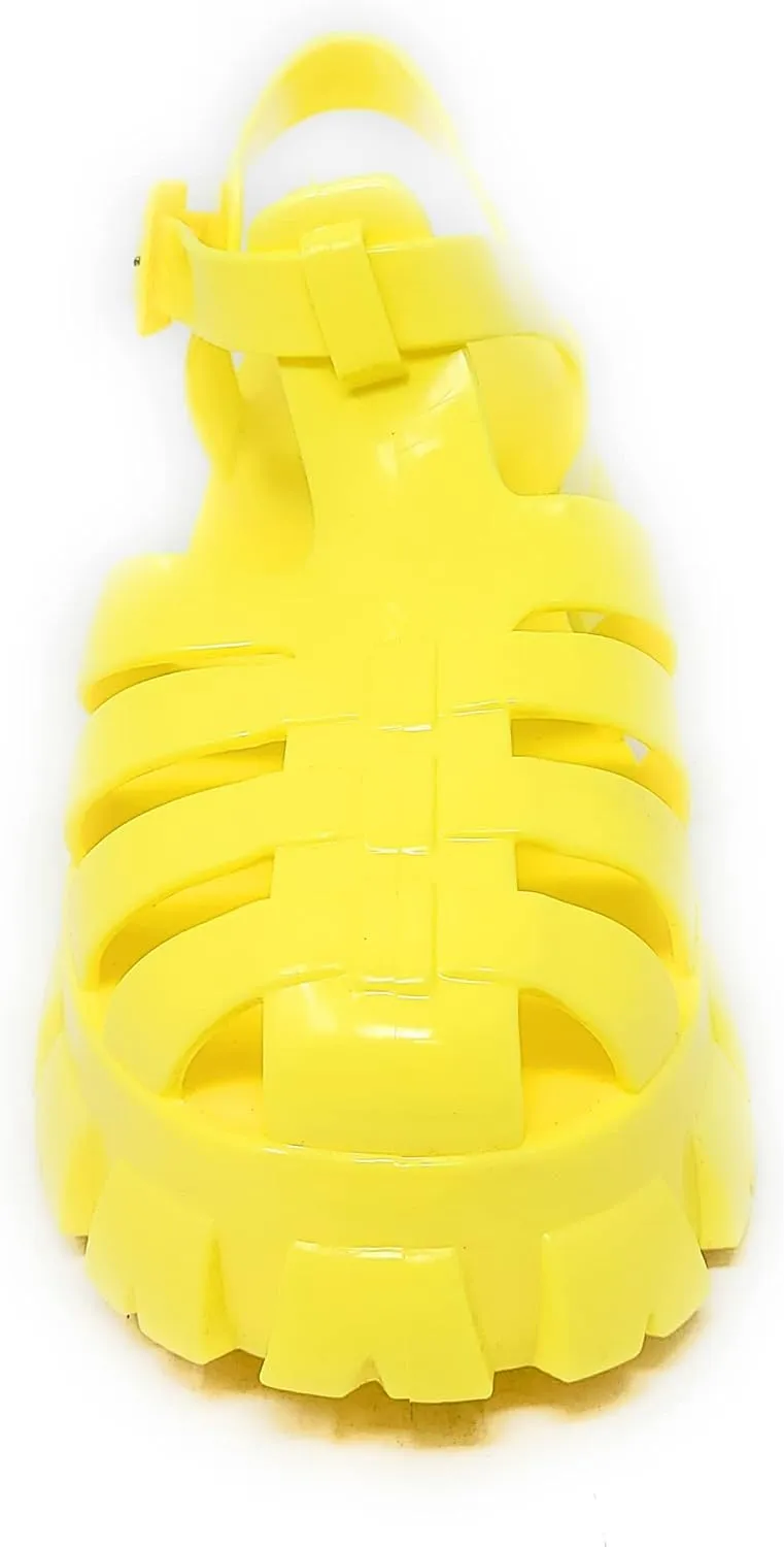 Wild Diva Women's Caged Chunky Heel Caged Jelly Sandals Paree-01