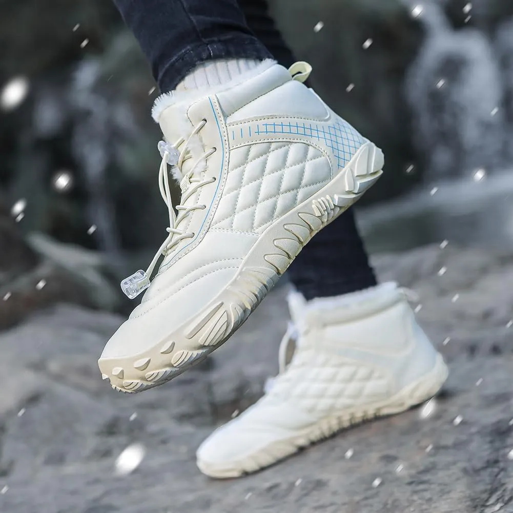 Winter Snow Boots for Women Men Hike Barefoot Shoes Minimalist Winter Snow Boots Zero Drop & Wide Toe Box & Waterproof Fur Lining Snow Booties Warm Hike Shoes