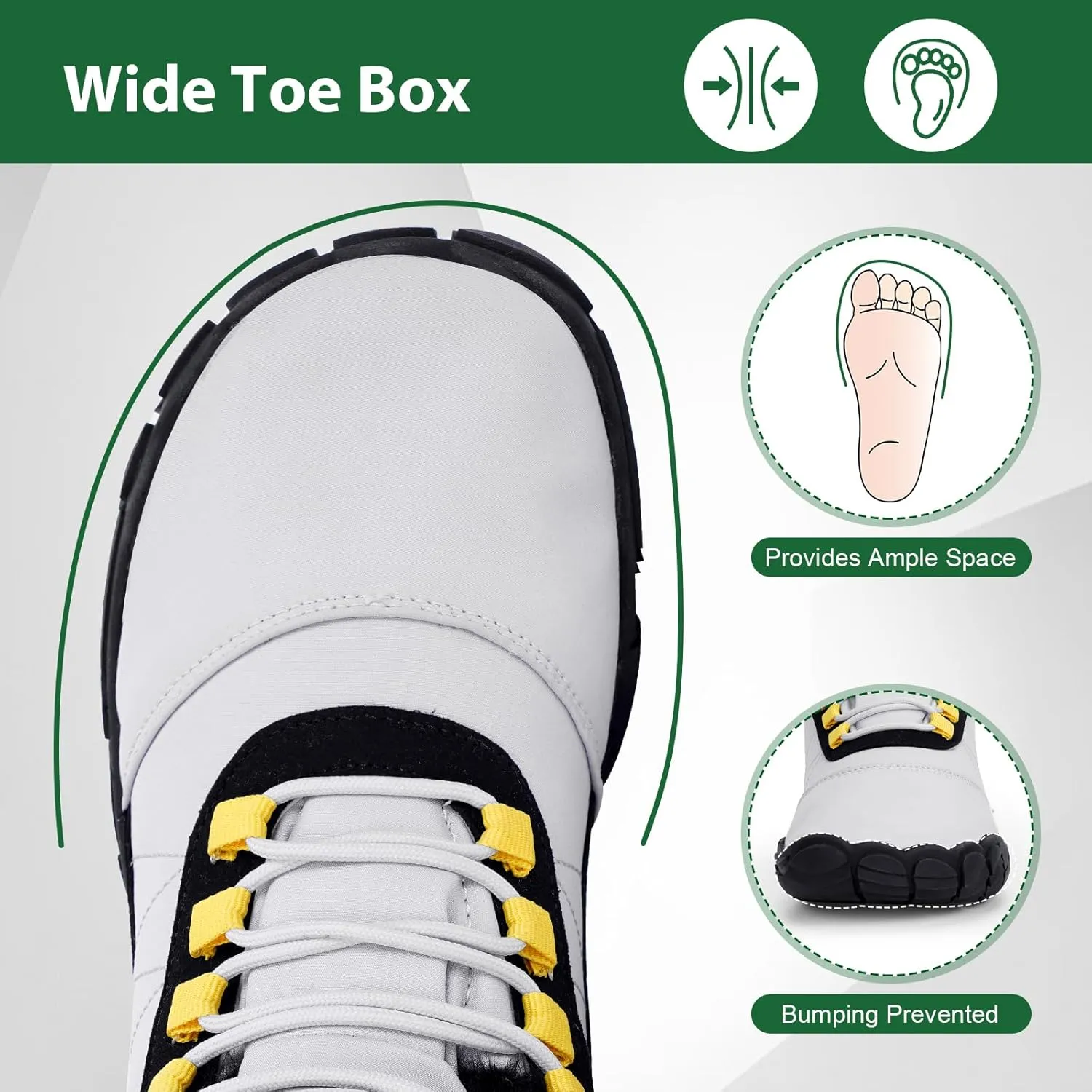 Winter Snow Boots for Women Men Hike Barefoot Shoes Minimalist Winter Snow Boots Zero Drop & Wide Toe Box & Waterproof Fur Lining Snow Booties Warm Hike Shoes