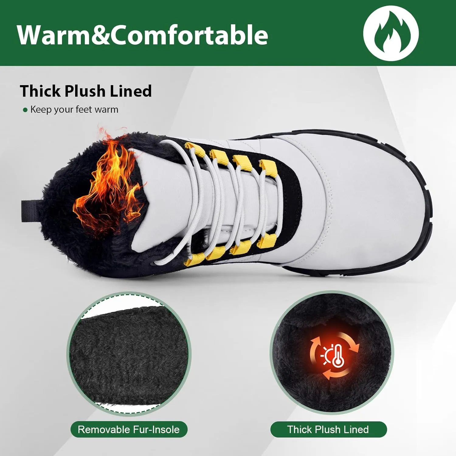 Winter Snow Boots for Women Men Hike Barefoot Shoes Minimalist Winter Snow Boots Zero Drop & Wide Toe Box & Waterproof Fur Lining Snow Booties Warm Hike Shoes