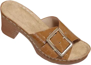 Women Big Buckle Business Slipper Fish Mouth Hook and Eye Sandals Trendy Crocodile pattern High Heel Rubber Sole Shoe