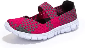 Women Elastic Woven Walking Shoes Flats Sandals,Comfy Casual Non Slip Lightweight Breathable Mary Jane Sneakers Nurse Shoes