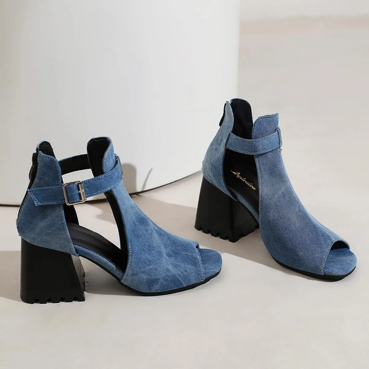 Women Heeled Sandals Peep Open Toe Ankle Boots Mid Chunky Block Heel Cutout Booties Sandals Zipper Lace Up Ankle Strap Dress Sandal Pumps Shoes Suede Crocodile Snakeskin Chic Size 4-15 M US