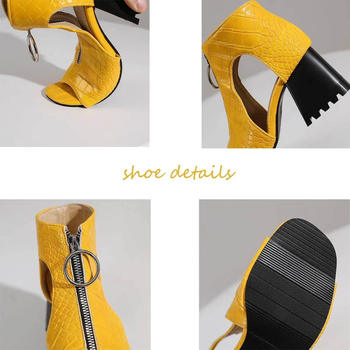 Women Heeled Sandals Peep Open Toe Ankle Boots Mid Chunky Block Heel Cutout Booties Sandals Zipper Lace Up Ankle Strap Dress Sandal Pumps Shoes Suede Crocodile Snakeskin Chic Size 4-15 M US