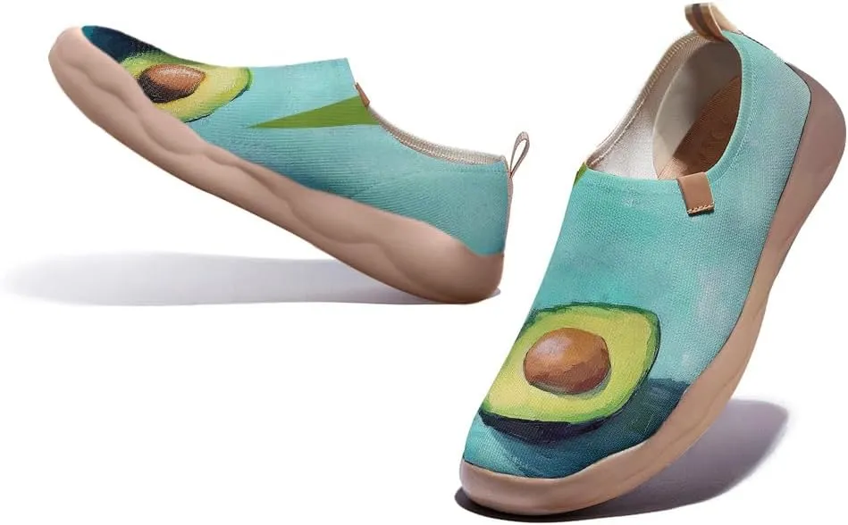 Women's Abstract Art Slip-On Walking Loafers Elastic Collar Breathable Sneakers Machine-Washable Knitted Travel Shoes