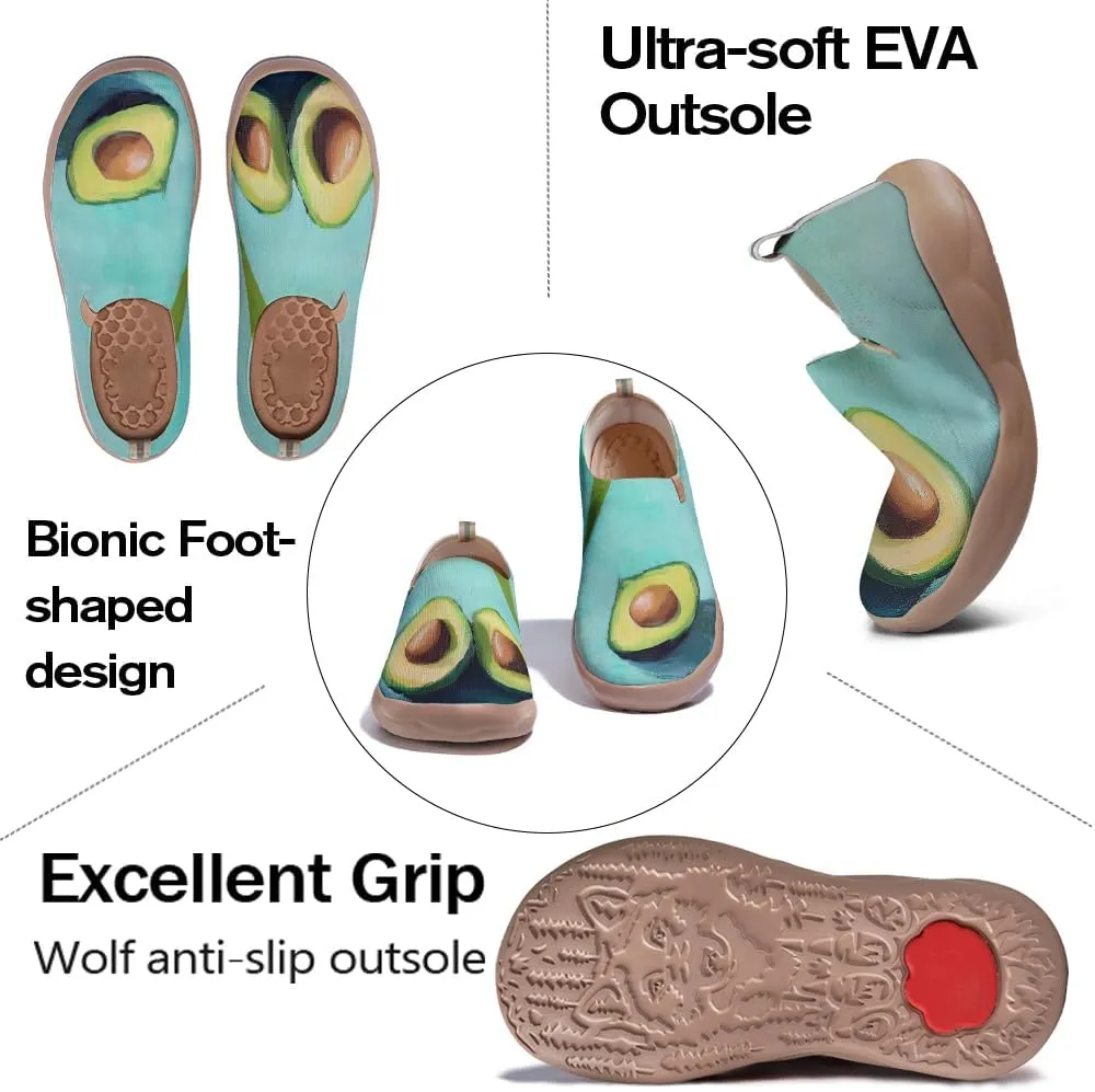 Women's Abstract Art Slip-On Walking Loafers Elastic Collar Breathable Sneakers Machine-Washable Knitted Travel Shoes