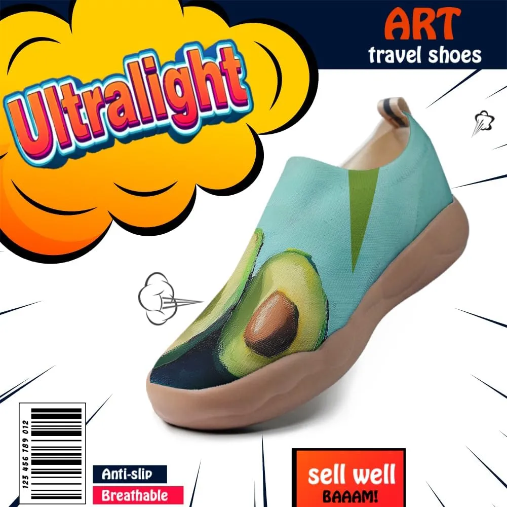Women's Abstract Art Slip-On Walking Loafers Elastic Collar Breathable Sneakers Machine-Washable Knitted Travel Shoes