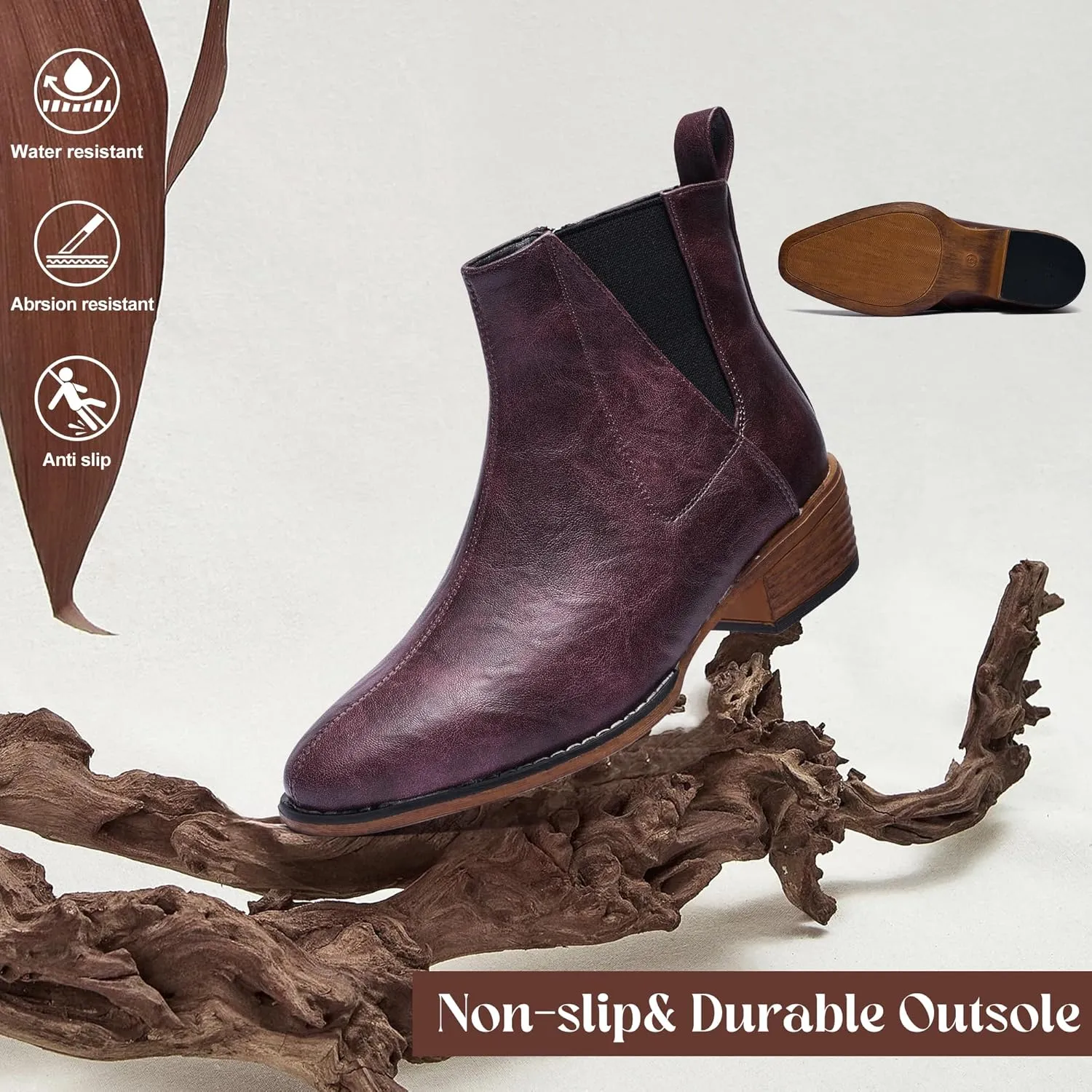 Women's Ankle Boots Mid-height Heels Chelsea Zipper Dressy Booties