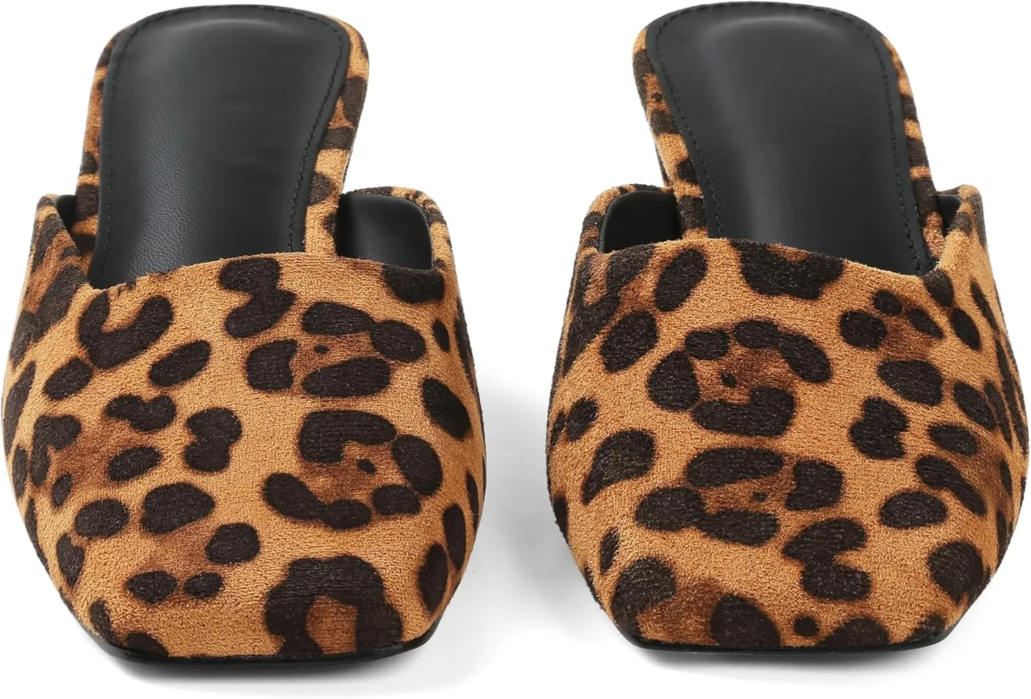 Women's Black Mules Block Kitten Heels Closed Square Toe Slip On Slingback Casual Dress Shoes
