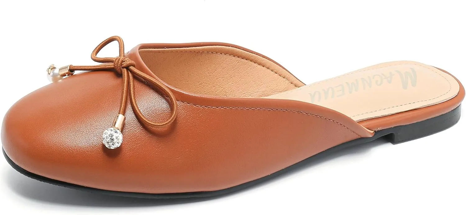 Women's Black Mules: Round Toe, Backless, Slides, Comfortable, Metal Buckle