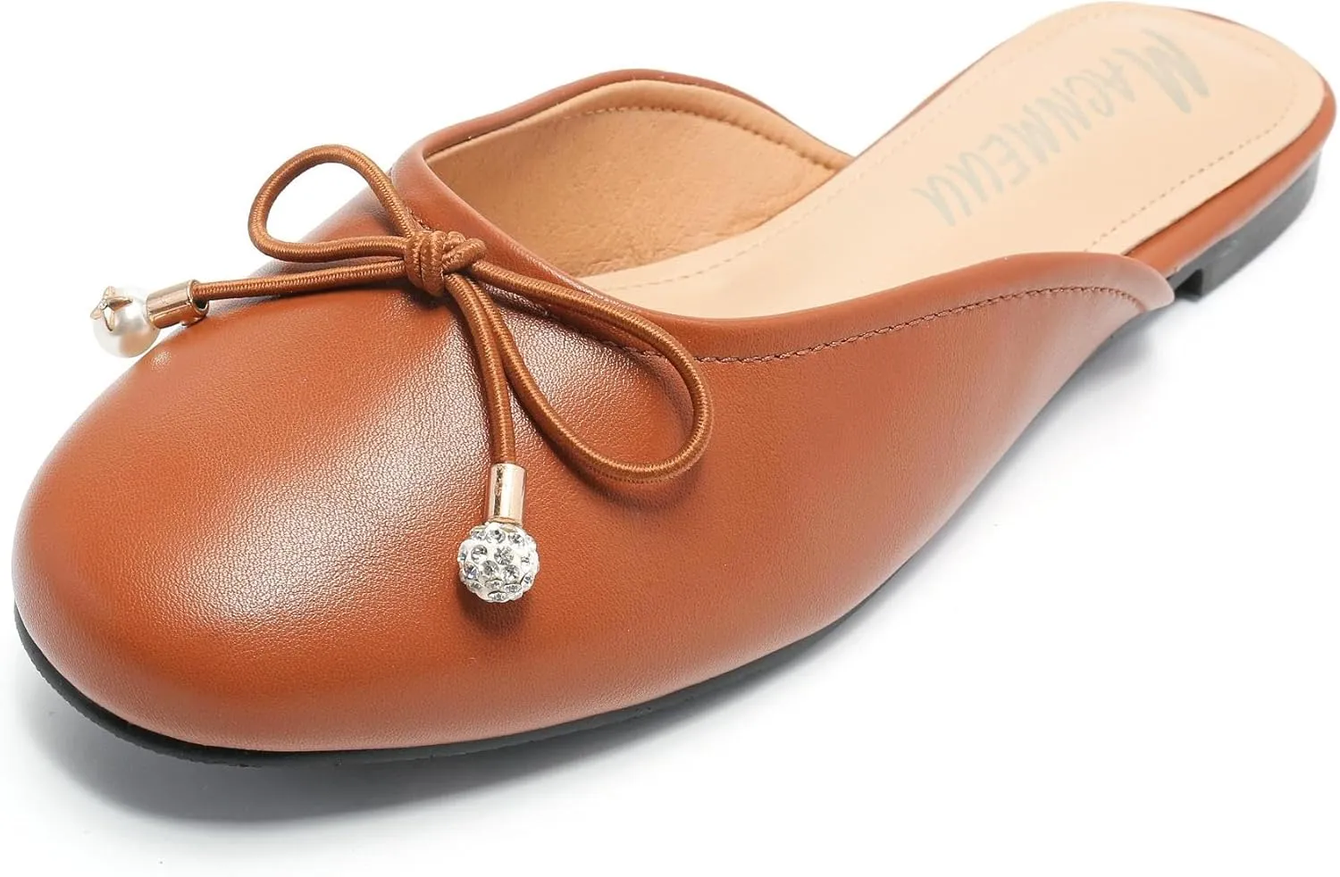 Women's Black Mules: Round Toe, Backless, Slides, Comfortable, Metal Buckle